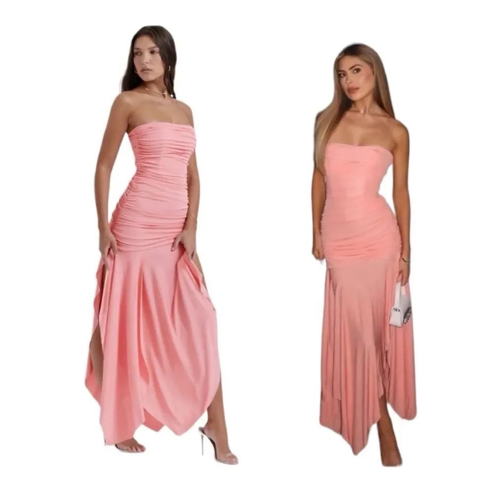 House of CB Ivana Apricot Gathered Assymetric Dress Small